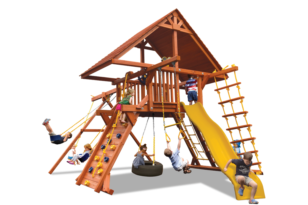 Deluxe Playcenter Combo 2 With Wood Roof millzhouseav