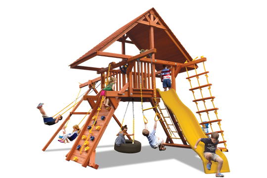 Deluxe Playcenter Combo 2 With Wood Roof millzhouseav