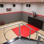 Eden Prairie_Indoor Game Court Featuring SnapSports Revolution Tuffshield Light Maple and Red athletic game court tiles