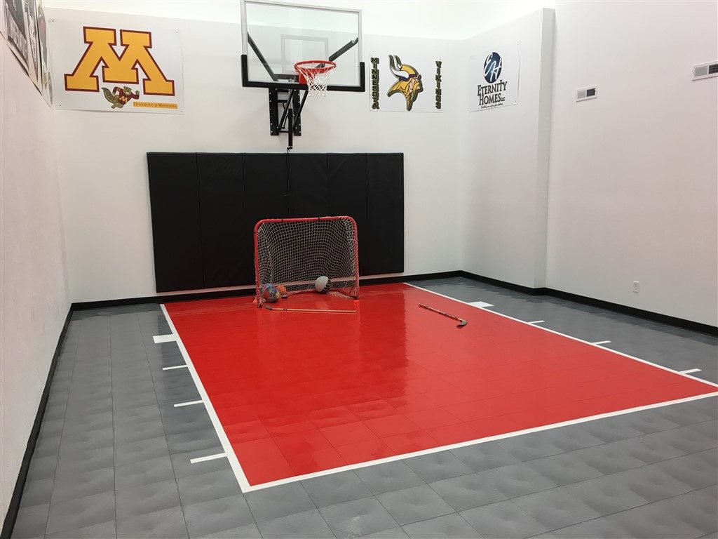 2018 BATC Fall Parade of Homes #129 Indoor Game Court installed by Millz House with SnapSports Athletic Tiles