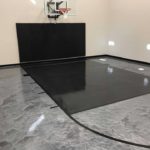 2018 BATC Trillium Award Winner game court floor coating in metallic gray and black