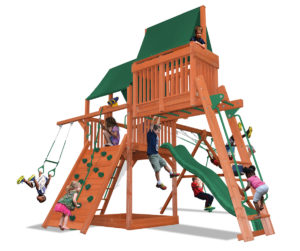 Deluxe Fort Combo 4 play set with monkey bars and skyloft