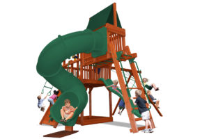 Deluxe Fort Combo 5 play set with monkey bars, sky loft and corkscrew slide