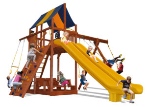 Extreme Fort play set with two slides and premier picnic table