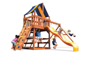 Original Fort swing set with 2 position swing beam is perfect for a small yard