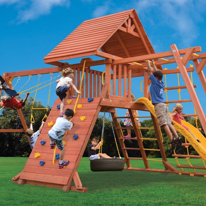 Millz House sells wooden playsets such as this combo 3 with monkey bars